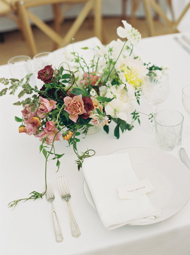 Place setting with flowers